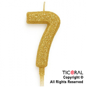 VELA NUMERAL CHICO 5.5 CM CON GIBRE ORO NUMERO 7 x 1